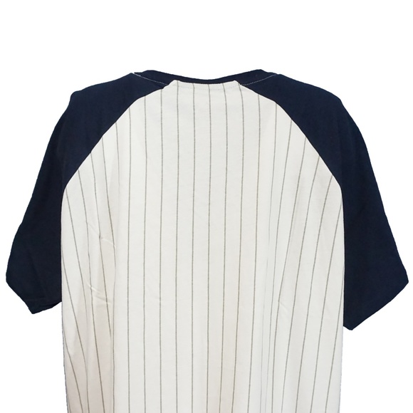 Atlanta Braves MLB Pinstripe Raglan V Neck T-Shirt - Picture 4 of 6